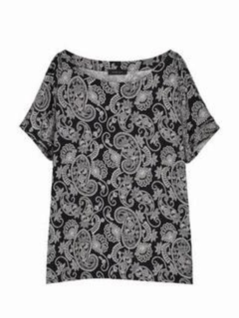 Cable & Gauge Black White Paisley Blouse L Black